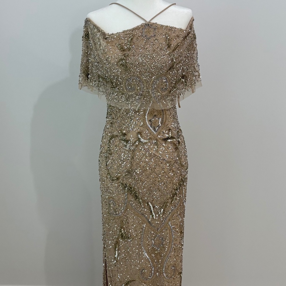 Aidan Mattox Gold Sequin Long Gown Size 2